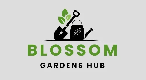 Blossom Gardens Hub logo featuring green trees, a pathway, a house with mountains in the background, and the tagline 'Grow Your Vision, Cultivate Your Joy'.